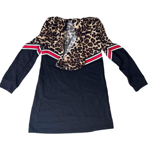 Truly Me by SaraSara Leopard Print Sweater Dress with Hood Black Size 10 years - Picture 8 of 10